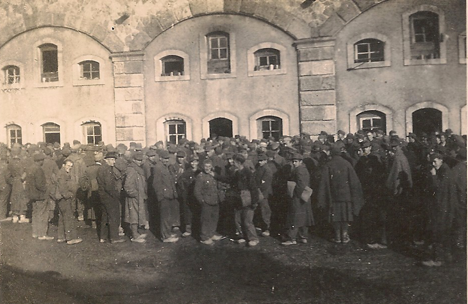 German prisoners in front of the barracks